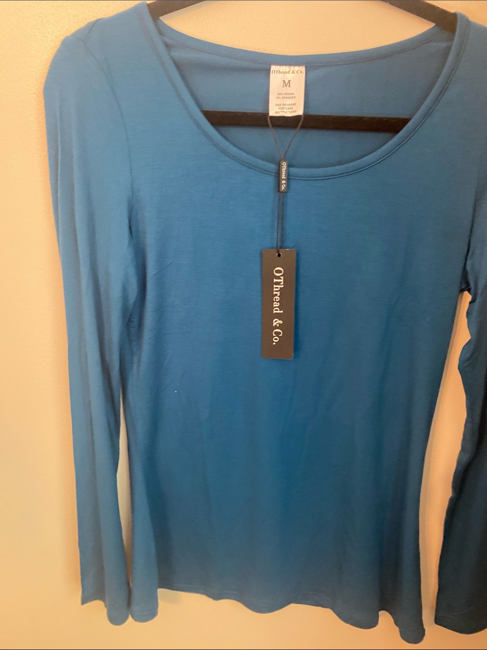 Women's Long Sleeve Scoop Neck Tee — Teal Blue